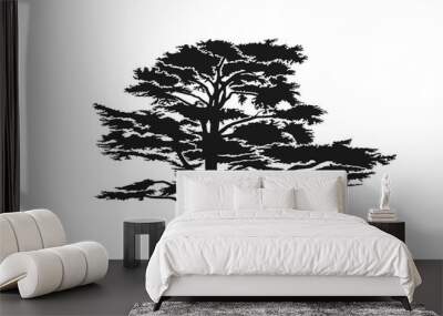 Lebanon cedar tree silhouette. trees and nature design element. isolated vector image Wall mural