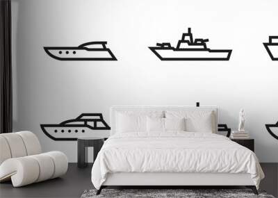 ship line icon set. boat and vessels for sea travel and transportation Wall mural