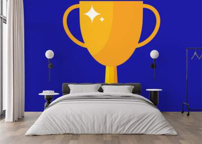 Winner Trophy Icon. Vector golden trophy is a symbol of victory in a sporting event. Champion Prize for first place. Concept of success and business goals. isolated background. Wall mural