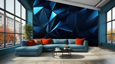 Black dark blue abstract background. Geometric shape. Line angle triangle stripe polygon. Color gradient Wall mural