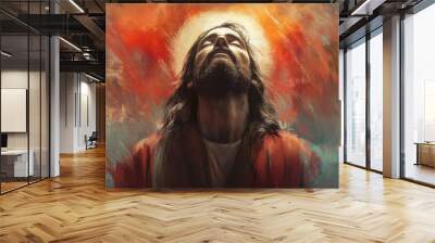 god religious spiritual illustration gospel grace blessed background faith art prayer christianity digital artwork easter jesus christ god holy saint saviour disciple christian generative ai art Wall mural