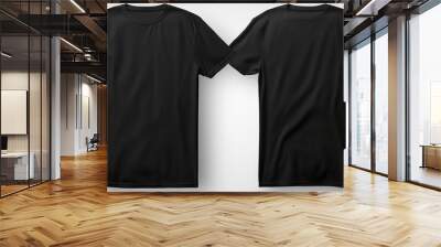 Plain black t - shirt mockup design. front and rear view. isolated on transparent background Wall mural