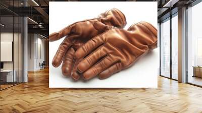 Stylish leather gloves on white background, 4K hyperrealistic photo Wall mural