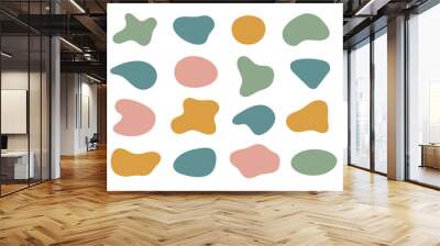 Blob shape organic, vector illustration set. Collection from abstract forms for design and paint. Liquid silhouette drop in modern style. Basic stains isolated elements on white background Wall mural