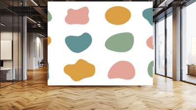 Blob shape organic in boho style, vector illustration set. Collection from abstract modern forms and Liquid drop for design and print. Basic stains geometric, isolated elements on white background Wall mural