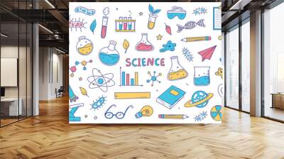 science doodles set, cartoon elements, clip art isolated on white background for stickers, planners, scrapbooking, stationary, prints, etc. EPS 10 Wall mural