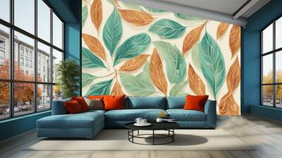 seamless pattern with leaves Wall mural