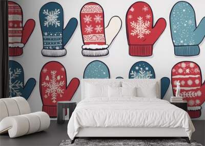 winter mittens, set Wall mural