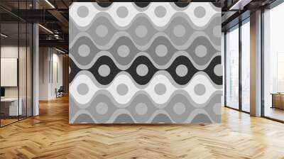 Stylized waves and circles between them. Wallpapers, textiles, packaging, background for websites or mobile applications Wall mural