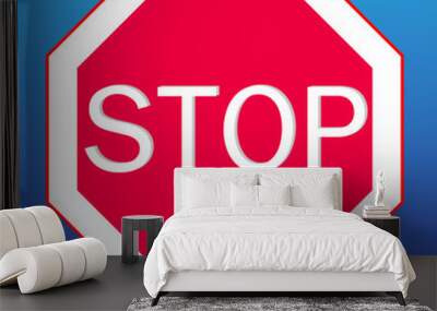 stop sign on a blue background Wall mural