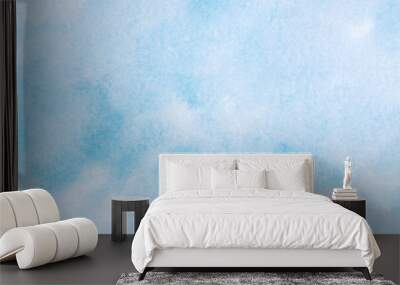 Light blue abstract background. Hand drawn. Beautiful watercolor background with copy space for your design. Wide banner. Wall mural