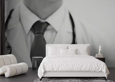 a doctor in a white lab coat against a white backdrop, Wall mural