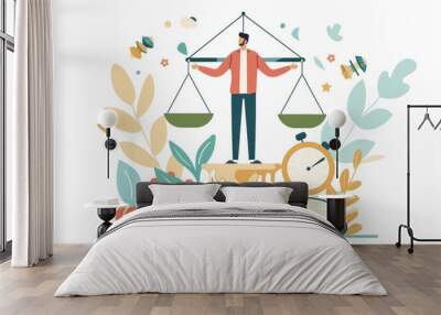 Balancing personal life and job, struggling with priorities. Wall mural