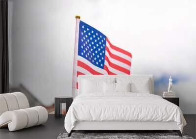 Close up of national flag of USA stripes and stars red and blue colors Wall mural