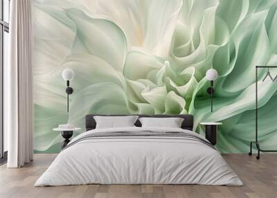 ethereal abstract background with flowing lines,capturing natural beauty of organic shapes in soft, detailed close-ups of petals,in green and white tones,concept of web design, marketing presentations Wall mural