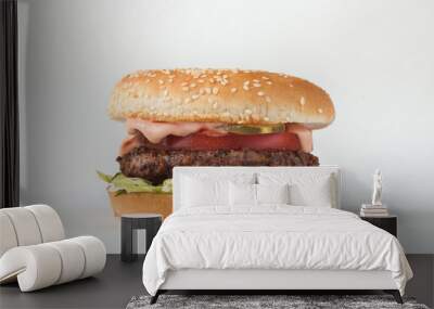 hamburger on white background Wall mural