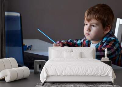 child with laptop Wall mural