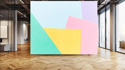 top view layout of a pastel blank piece of paper colorful greeting card background with copy space. Pattern the concept of minimal geometry. Wall mural