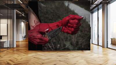 red bloody hands of a witch Wall mural