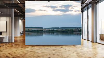 Summer twilight landscape. River with the reflection in water. Beautiful view. Russia Wall mural