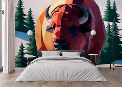 bison in nature Wall mural