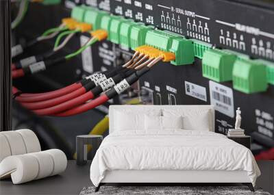 Connection of automation modules using electrical copper insulated mounting wires. Wall mural