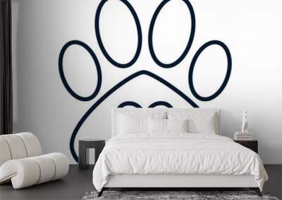 Paw, heart. Concept love, protection, care of animals. Vector linear icon isolated on white background Wall mural