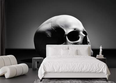 Skull, Bones, Man, Death, Teeth, Illustration, Black & White	 Wall mural