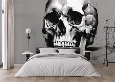 Skull, Bones, Man, Death, Teeth, Illustration  Wall mural