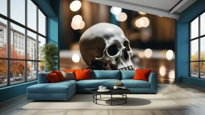 Skull, Bones, Man, Death, Teeth, Illustration  Wall mural