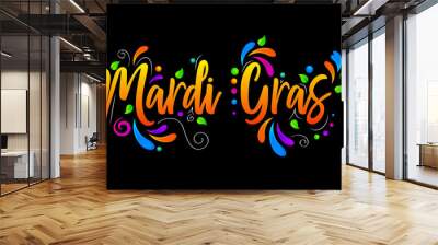 Mardi Gras vector isolated illustration on black background Wall mural