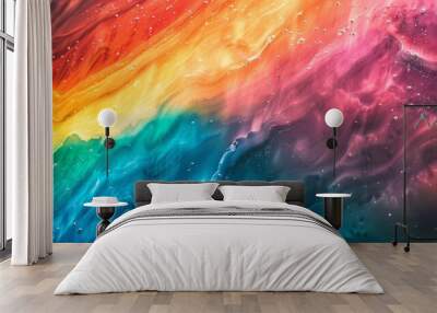 Abstract background of colorful oil paint on water surface close-up Wall mural