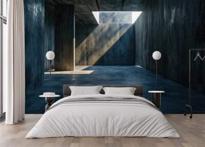 Abstract dark concrete room with light from the window Wall mural