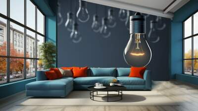 light bulb on black background Wall mural