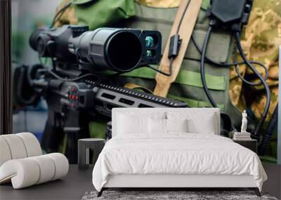 Special Forces Weapon. Assault rifle with sniper night sight. Wall mural