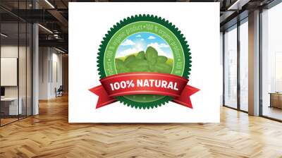 vector label 100% organic products Wall mural