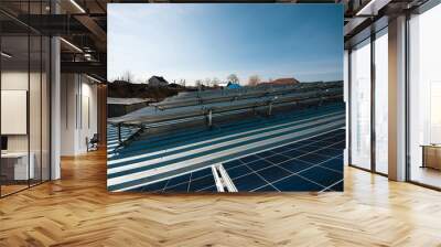 The solar panel produces green, environmentally friendly energy from the sun. Wall mural