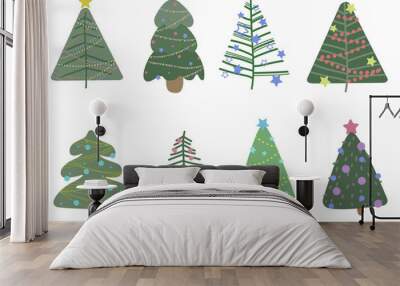 Fir, Christmas tree collection, modern flat design. Can be used for printed materials - leaflets, posters, business cards or for the web. Wall mural