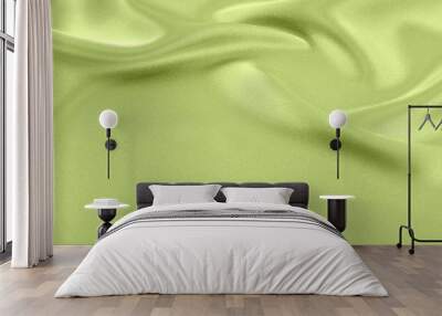 The texture of the satin fabric of green color for the background Wall mural