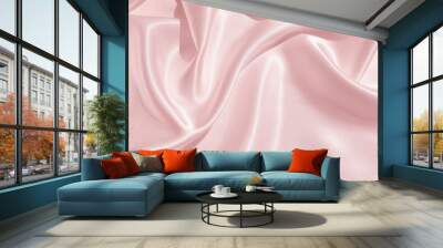 The texture of the satin fabric of pink color for the background  Wall mural