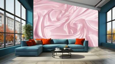 The texture of the satin fabric of pink color for the background  Wall mural