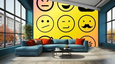 Vector icon set  about emoticon with 9 icons related to symbol, brown, illustration, emotional and set Wall mural