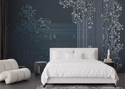 Circuit board, digital technology background. Vector illustration. EPS 10. Wall mural