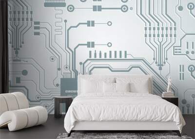 Vector circuit board illustration. Abstract technology. Microchip background.  Wall mural