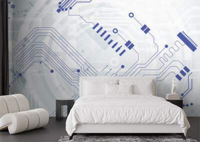 Vector circuit board illustration. Abstract technology. Microchip background. Wall mural