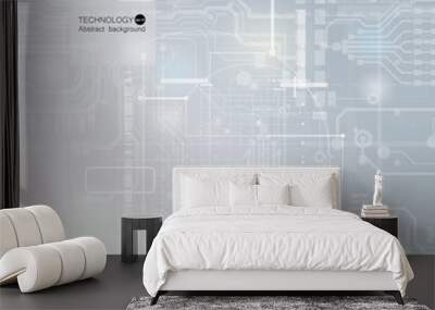 Vector circuit board illustration. Abstract technology. Microchip background. Wall mural