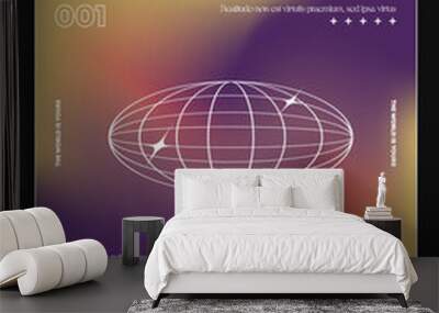 Abstract poster with gradient mesh and text. Elements in Techno style, with overflows of bright colors. 
 Wall mural