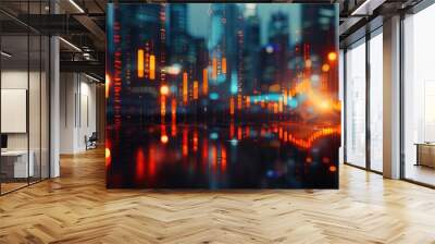 Abstract Background chart stock market blur city with glowing lines connection. ai generative Wall mural