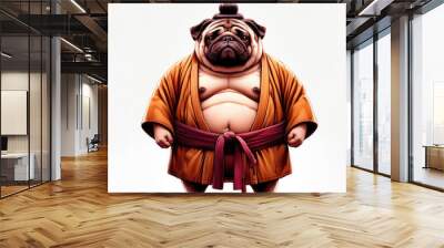 dog sumo on a white background Wall mural