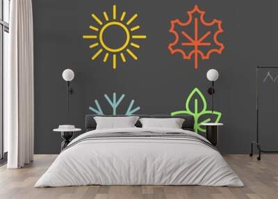 Seasons flat vector icons	 Wall mural